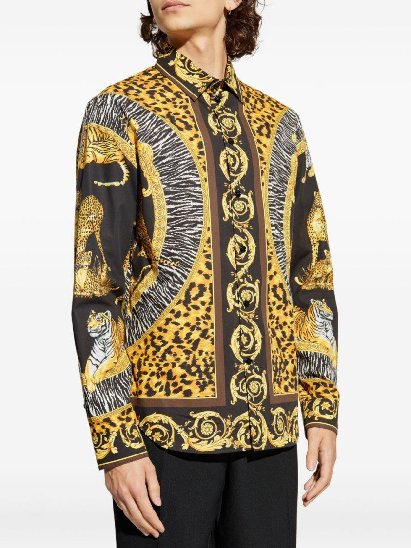Versace Animal Print Shirt With Gold Accents