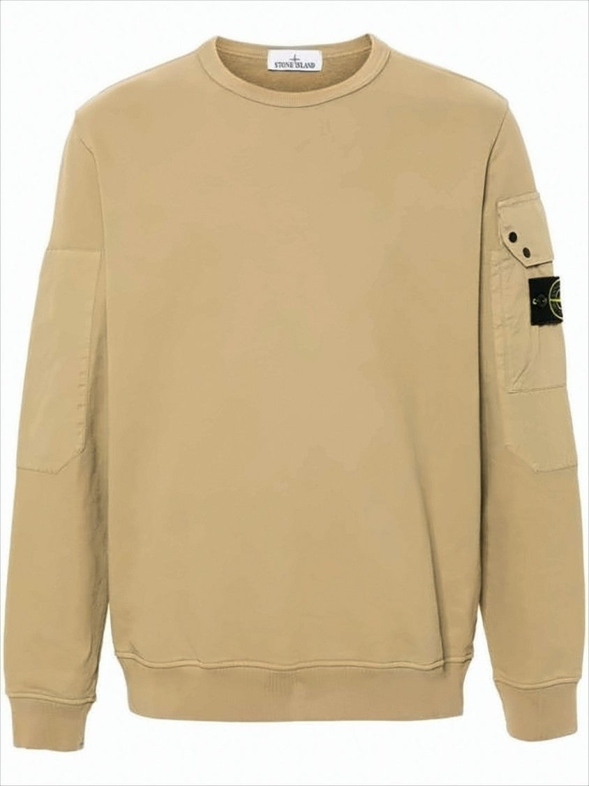 Stone Island Smooth Solid-Colored Long-Sleeve Crewneck Sweatshirt