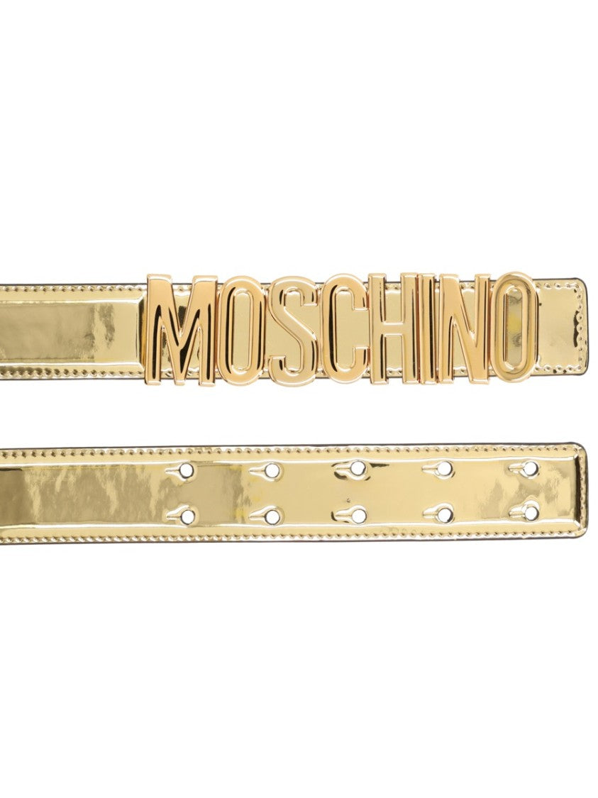 Moschino Moschino Shiny Metallic Finish Logo Belt