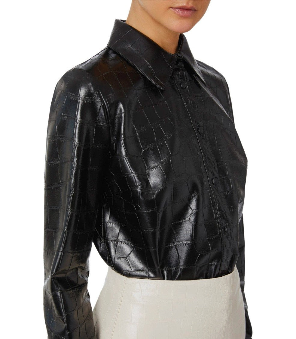 Elisabetta Franchi Black Shirt With Croco-Print