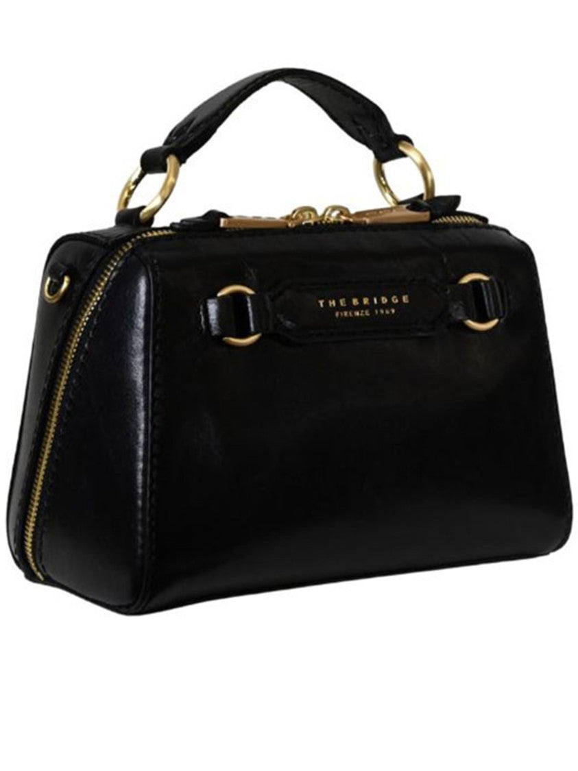 The Bridge Black Top Handle Structured Leather Handbag