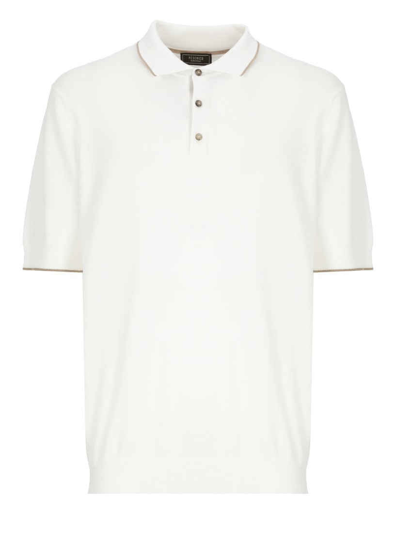 Peserico White Cotton Polo Shirt