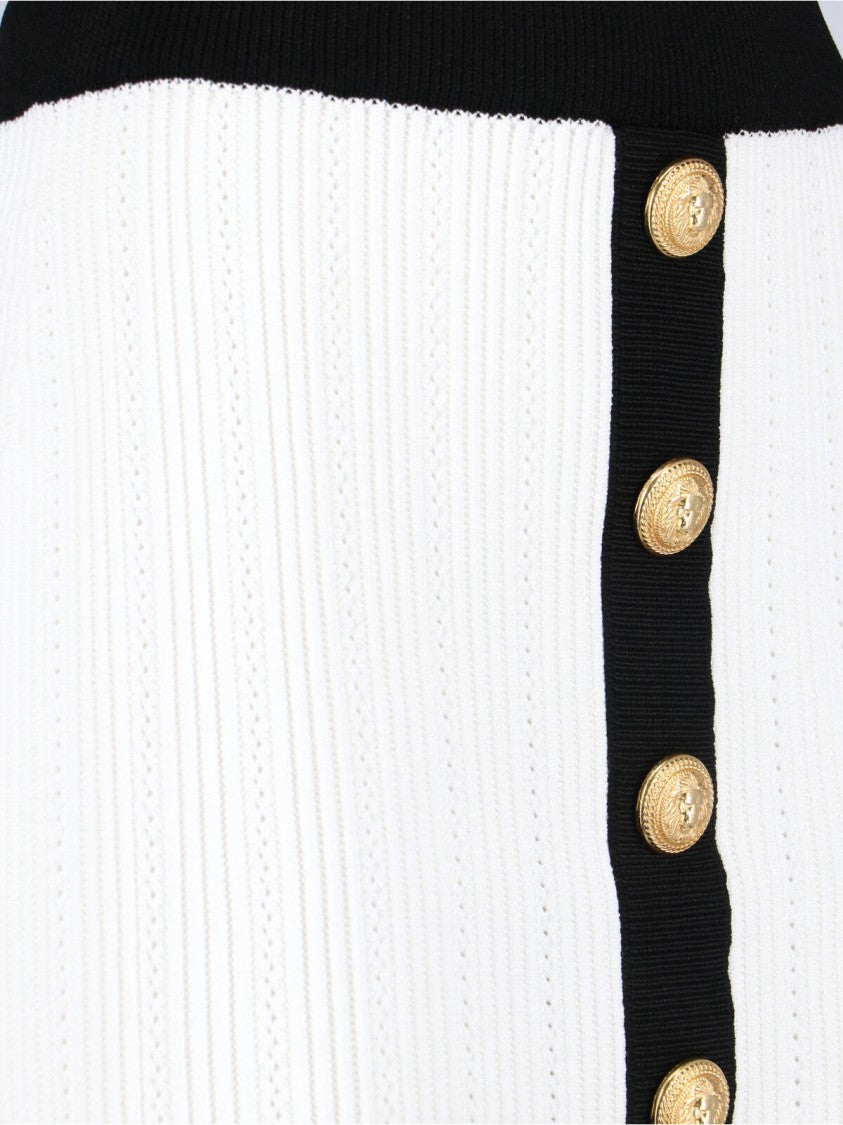 Balmain Viscose Blend Mini Skirt White