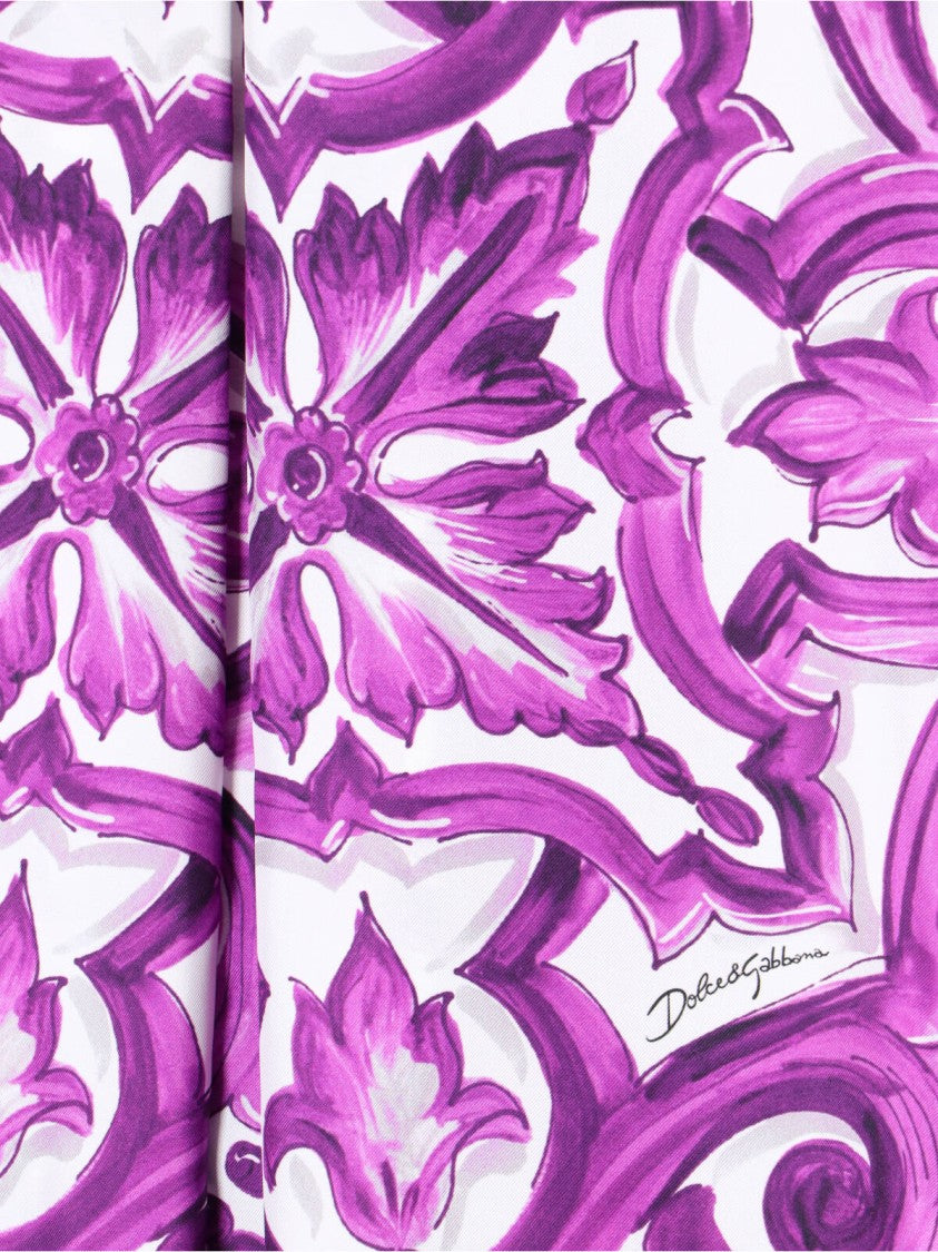 Dolce & Gabbana Vibrant Floral Print Midi Dress With Round Neckline And Straight Hem