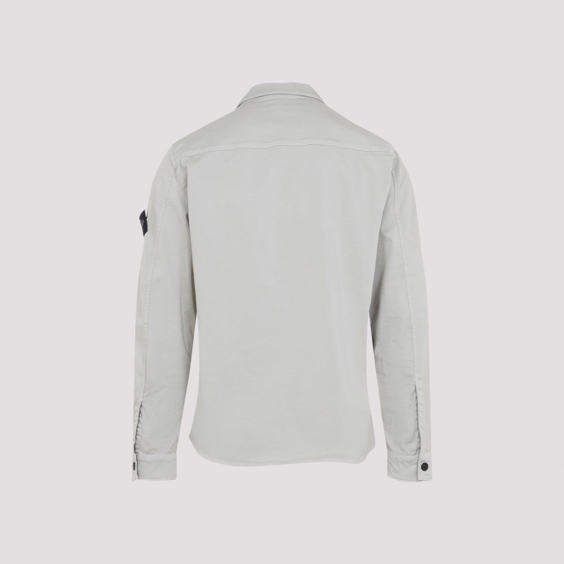Stone Island Light Grey Long-Sleeve Shirt Jacket With Zipper Closure