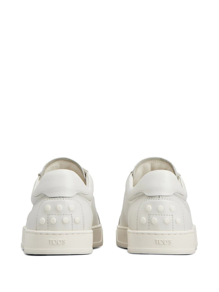 Tod's Classic White Calfskin Lace-Up Sneakers