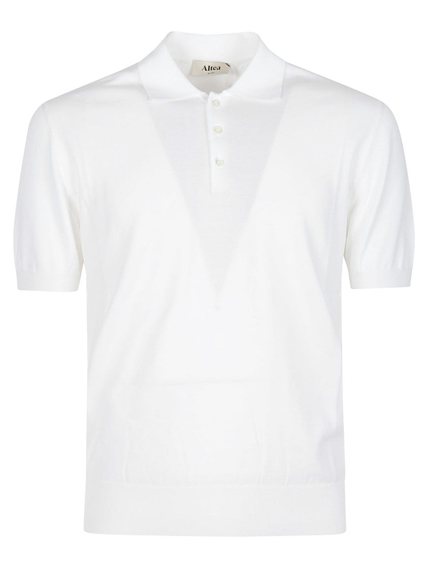 Altea White Short-Sleeve Cotton Polo Shirt