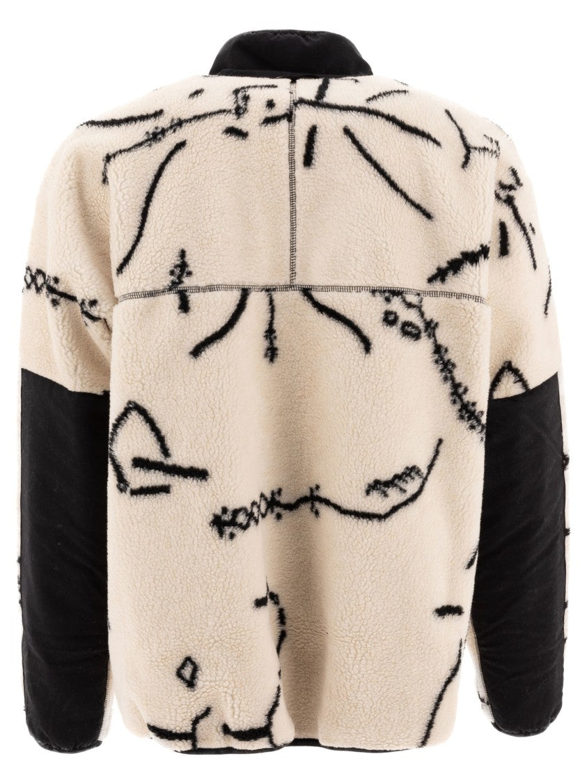 And Wander White Fleece Jacket With Contrast Panels