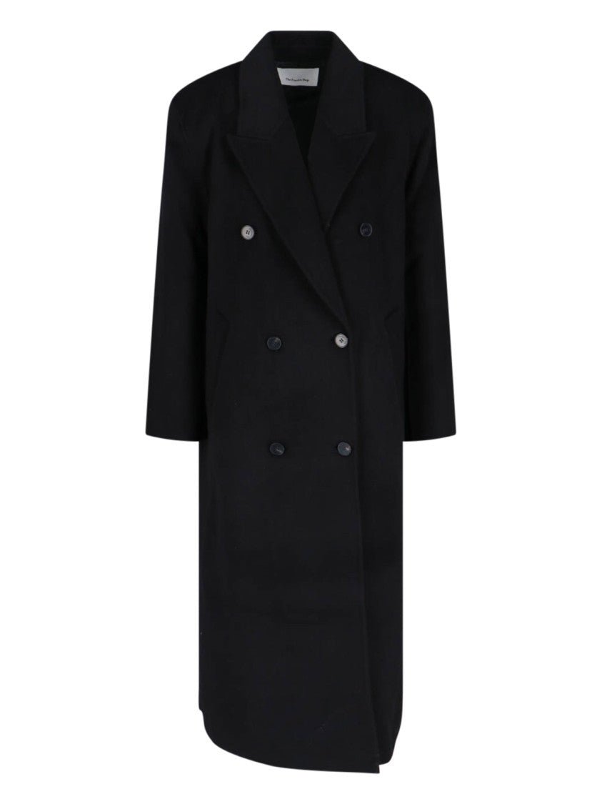 The Frankie Shop Double-Breasted Black Wool Blend Gaia Coat