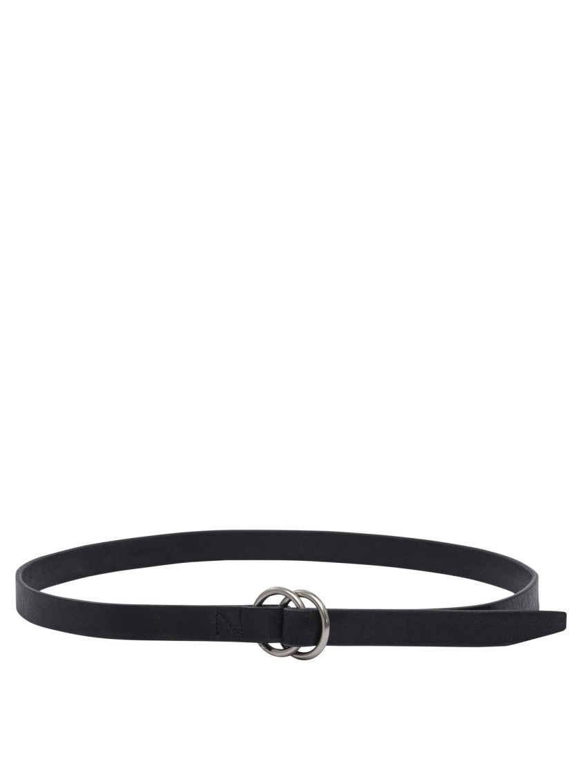 Nonnative Double-Ring Black Cow Leather Belt