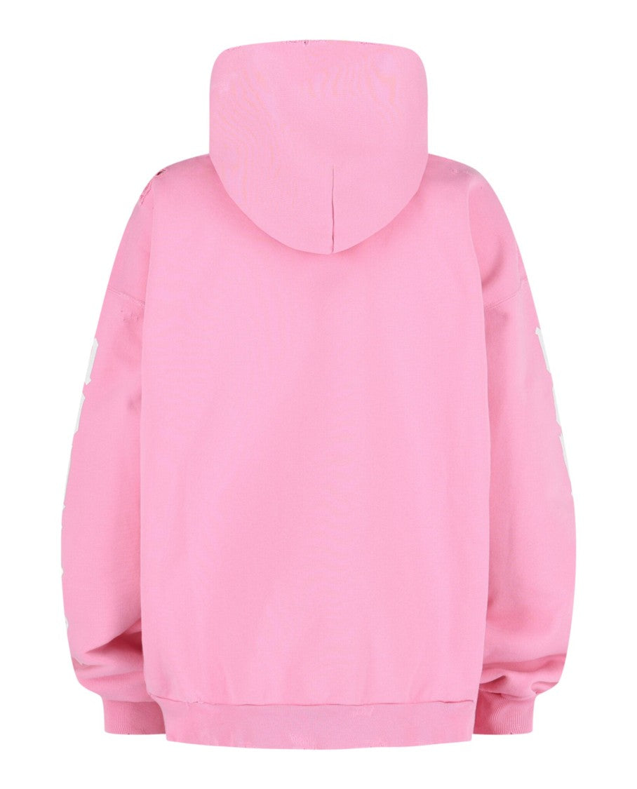 Balenciaga Frayed Detail Hoodie With Contrasting No Logo Graphics
