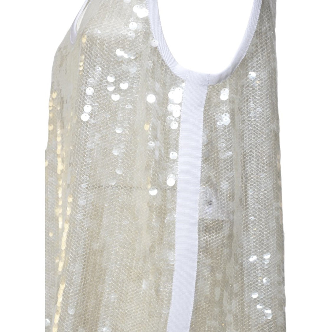Aspesi White Mesh And Sequin Top