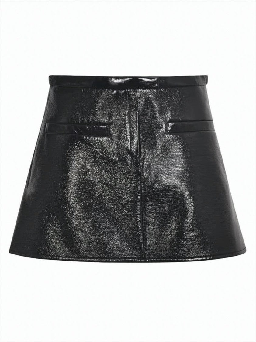 Courrèges High-Waisted A-Line Skirt With Glossy Finish