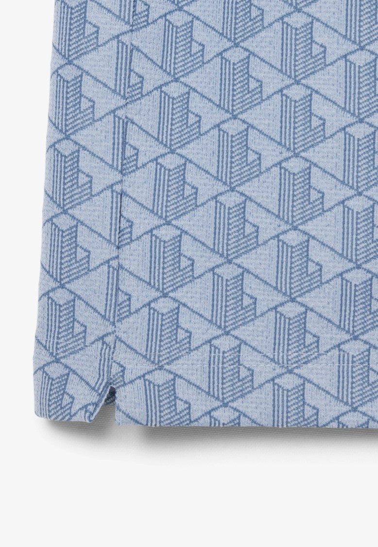 Lacoste Light Blue Monogram Jacquard Polo