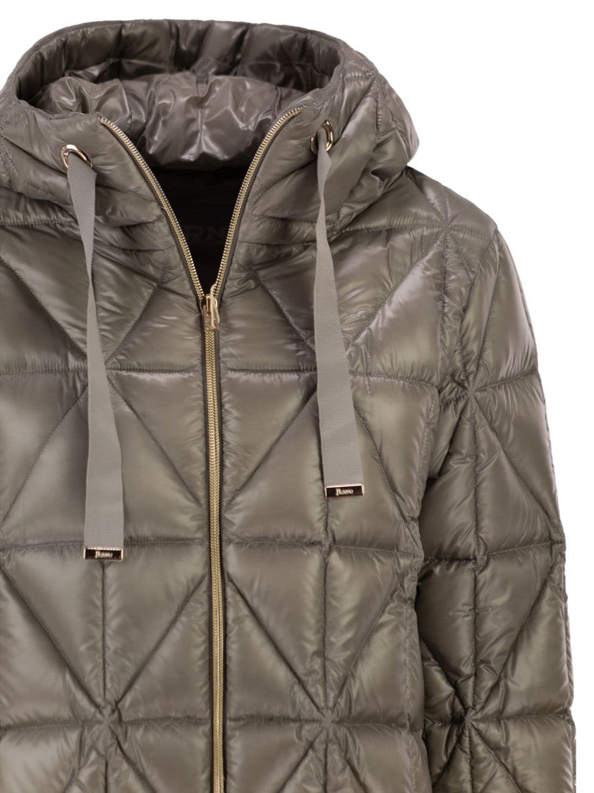 Herno Shiny Down Jacket With Geometric Star Quilting