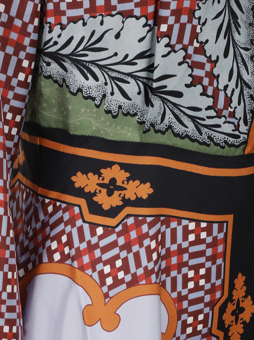 La Double J Silk Midi Dress With Geometric Floral Patterns