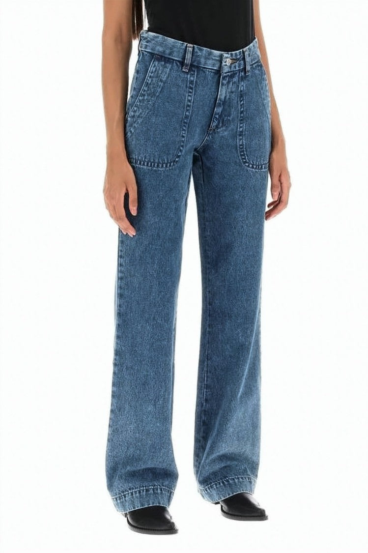 A.P.C. Relaxed Wide-Leg Denim Pants With High Waist