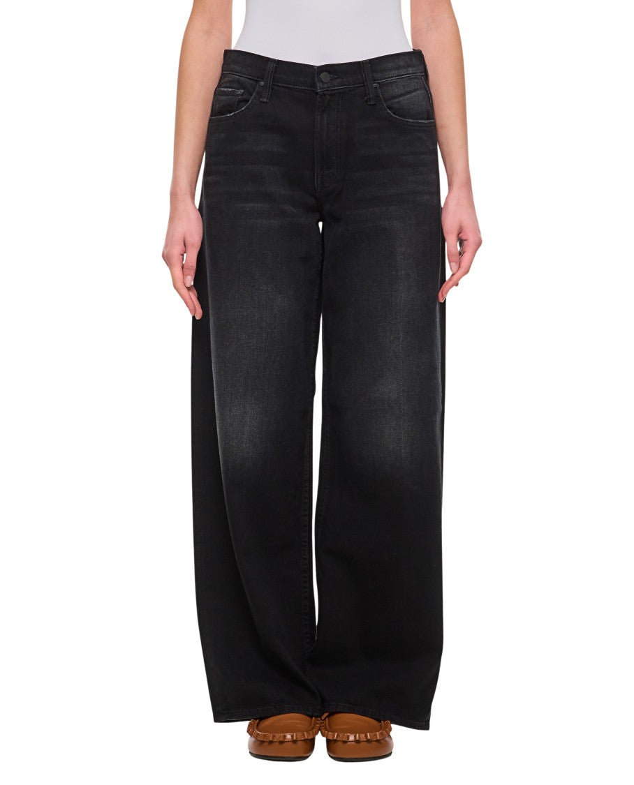 Mother Black The Spinner Zip Sneak Jeans
