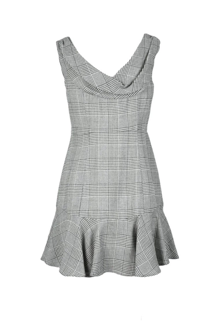 Alessandra Rich Flared Short Dress - Black/White