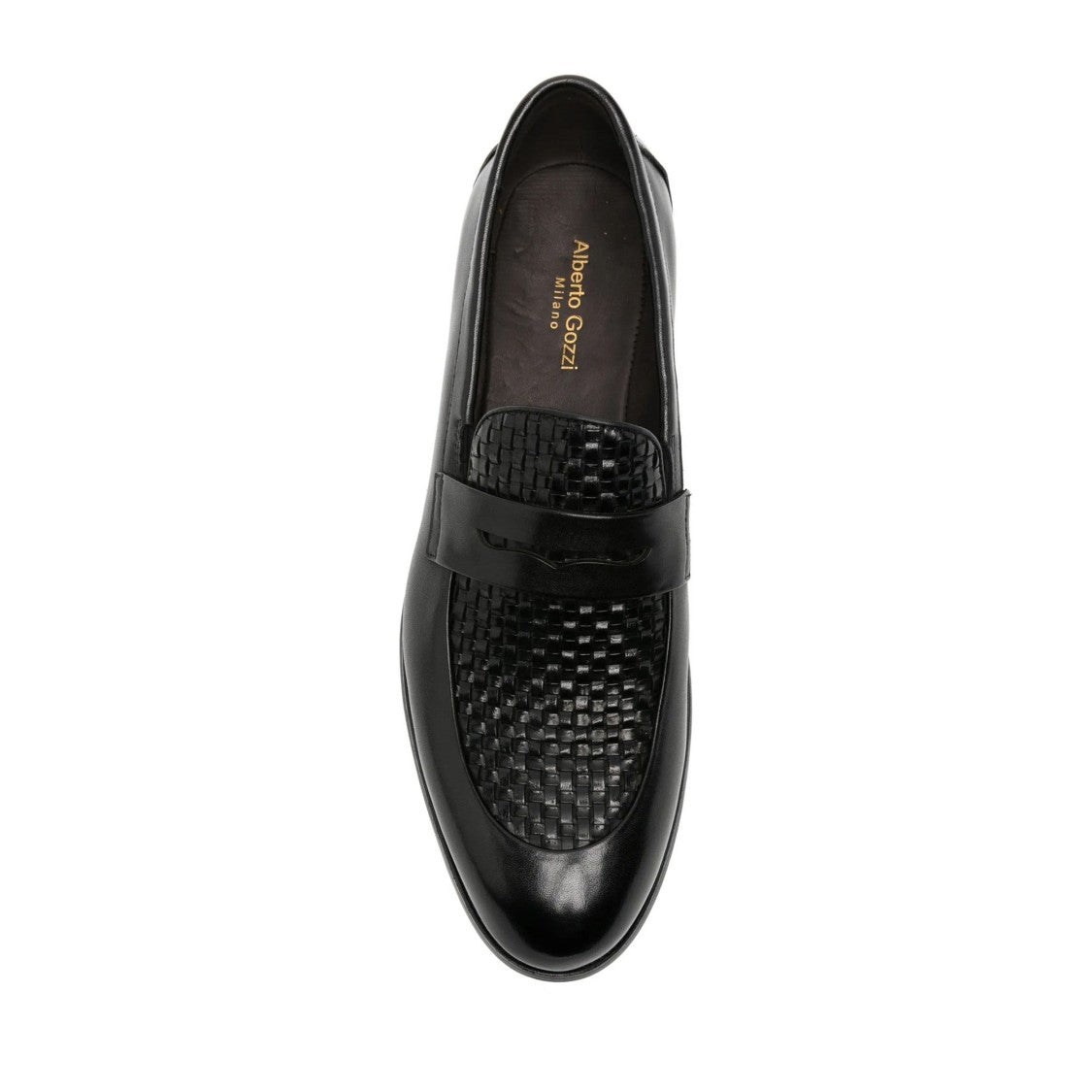 Alberto Gozzi Black Woven Leather Accents Low-Profile Leather Flats