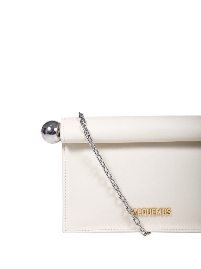 Jacquemus Minimalist White Lamb Leather Clutch