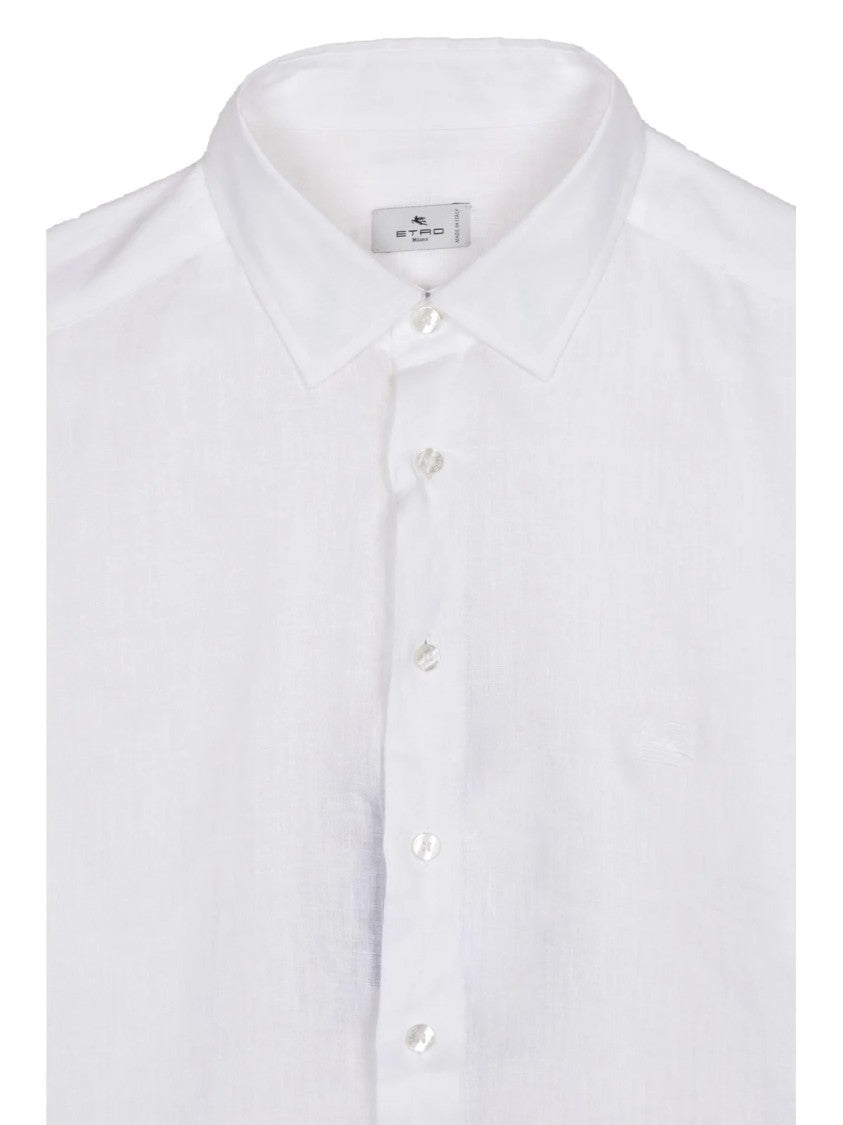 Etro White Linen Shirt With Brushed Finish