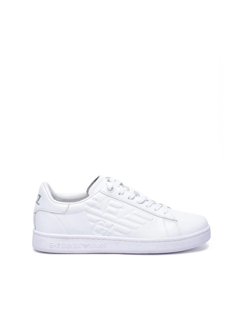 Ea7 Emporio Armani White Leather Lace-Up Sneakers