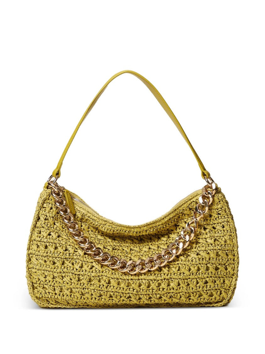 Twin-Set Green Textured Woven Shoulder Bag