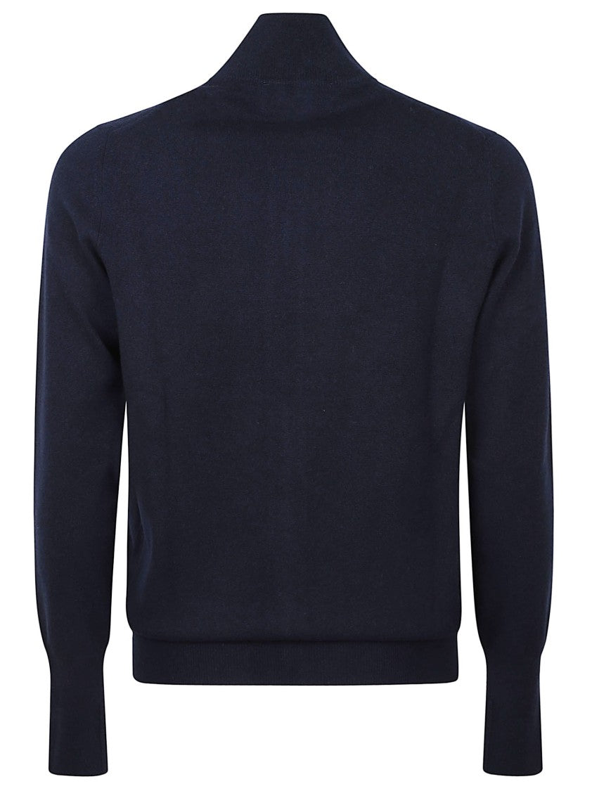 Ballantyne Minimalist Full-Zip Sweater With High Collar