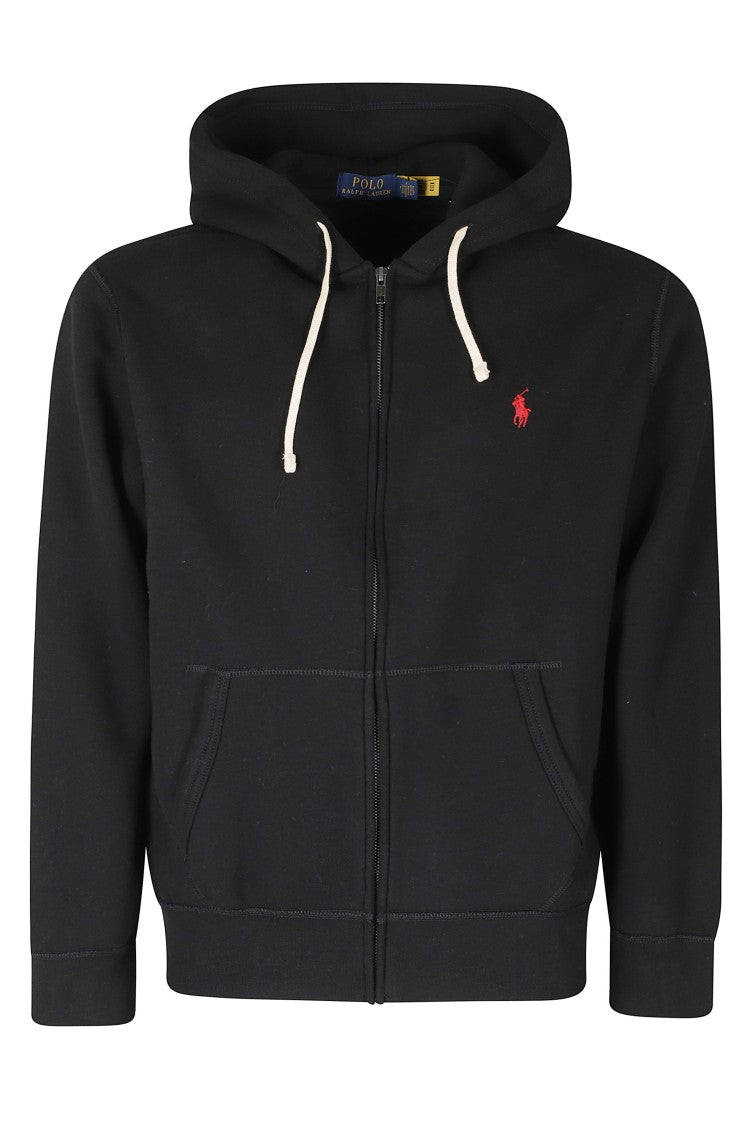 Polo Ralph Lauren Black Hooded Cotton-Blend Sweatshirt