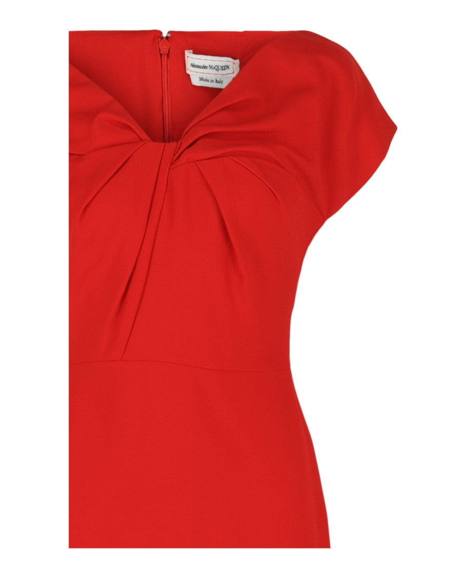 Alexander Mcqueen Twist-Detail Crepe Midi Dress With Sculptural Design