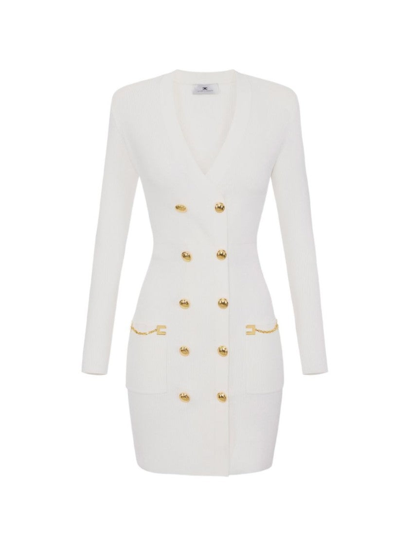 Elisabetta Franchi Fitted Mini Dress With Deep V-Neckline
