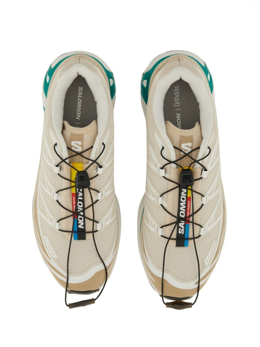 Salomon Streamlined Beige And Off-White Sneakers With Quick-Lace System