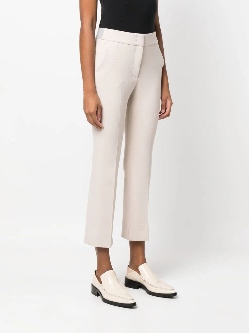 Peserico High-Waist Straight-Leg Beige Trousers