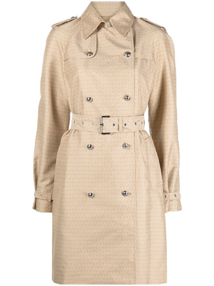 Michael Kors Brown Double-Breasted Eco Trench With Belted Waist