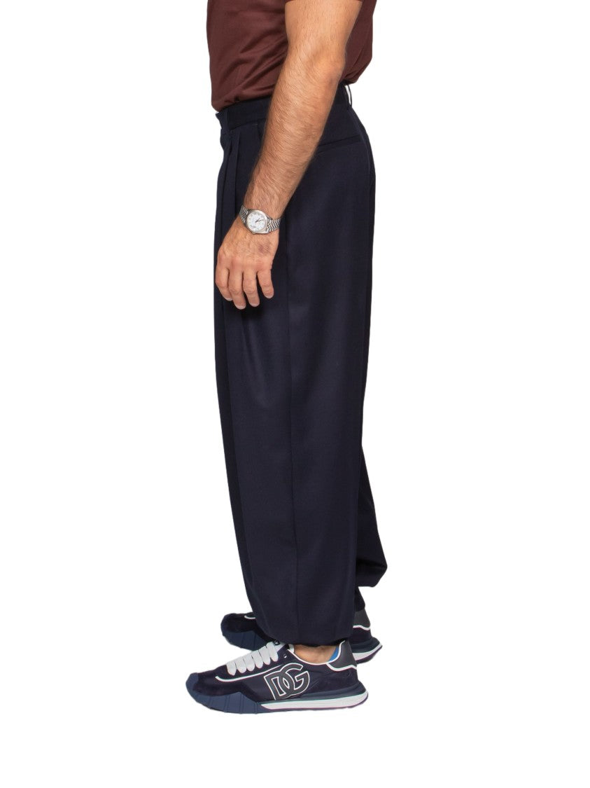 Dolce & Gabbana Pleated Wide-Leg Trousers With High Waist And Polished Finish