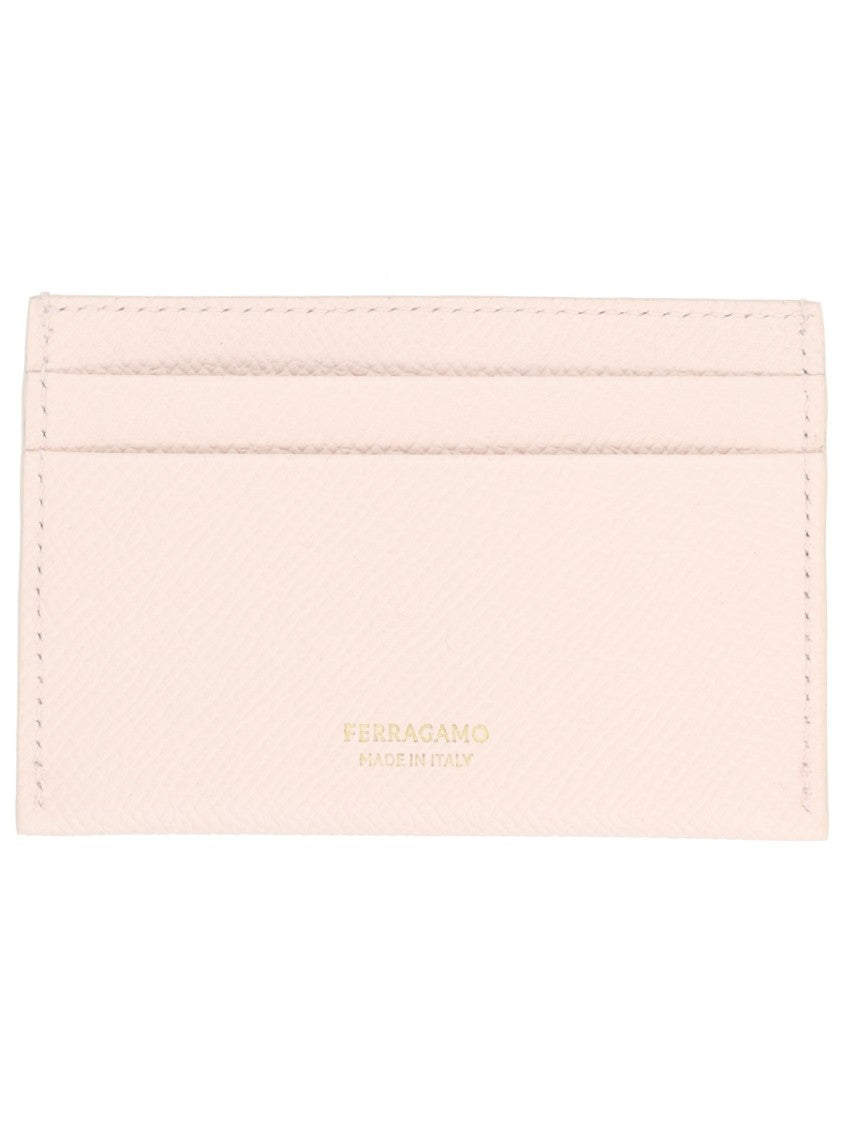 Ferragamo Gancini Calf Leather Pink Card Holder