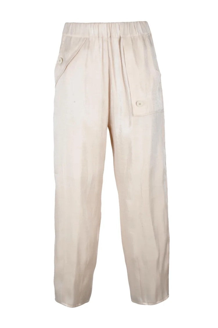 Virginia Bizzi Satin Cargo Pants - Cream