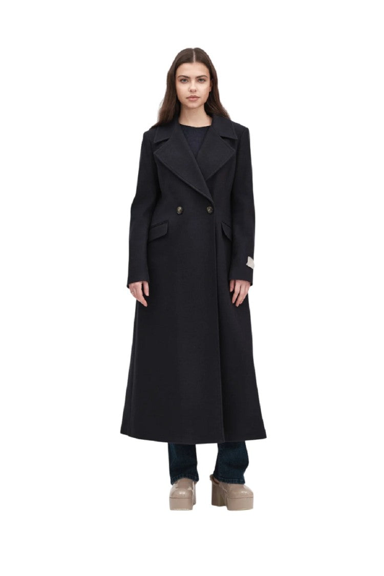 White Wise Long Fitted Wool Blend Coat