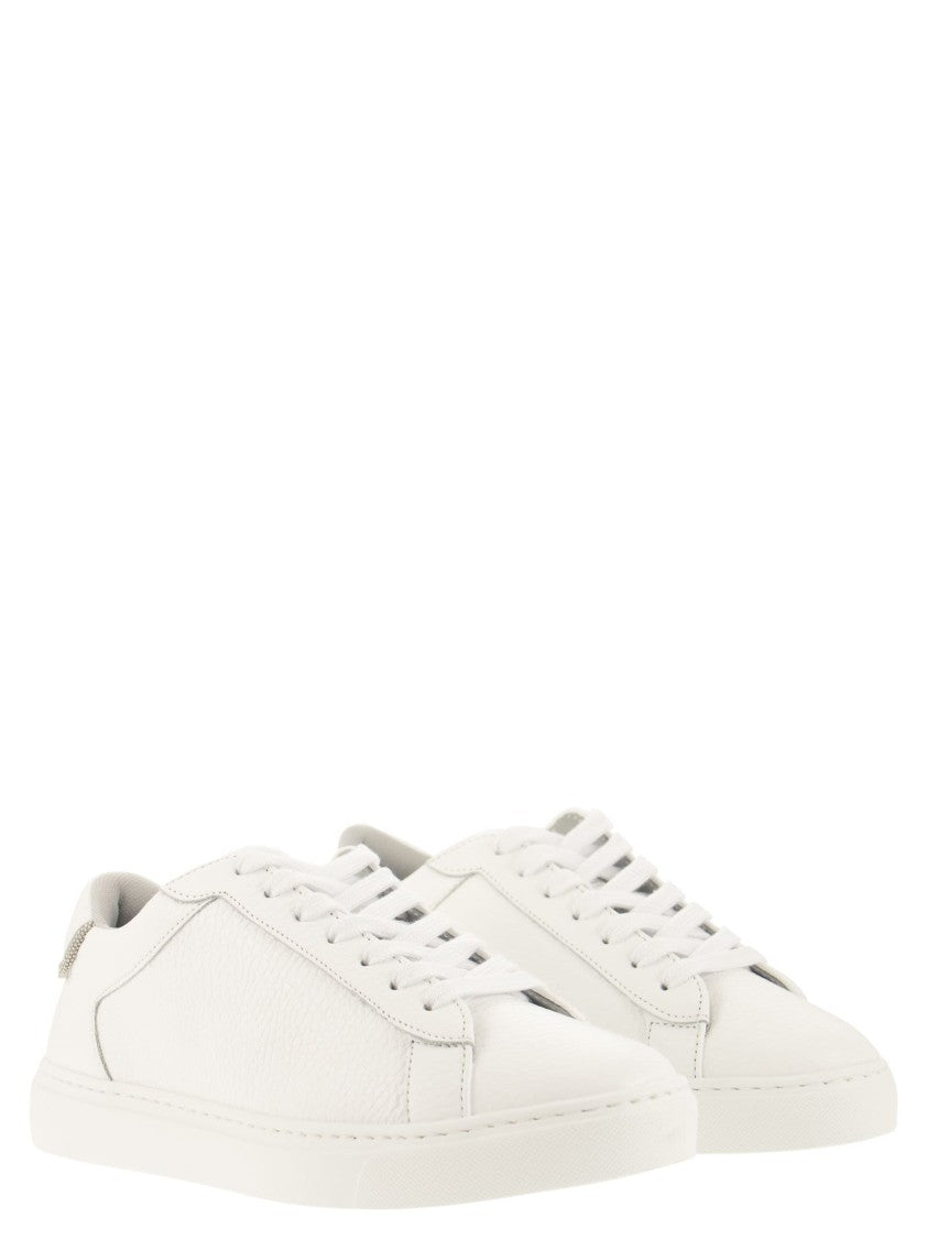Fabiana Filippi Lace-Up Leather Sneakers With Shiny Accents
