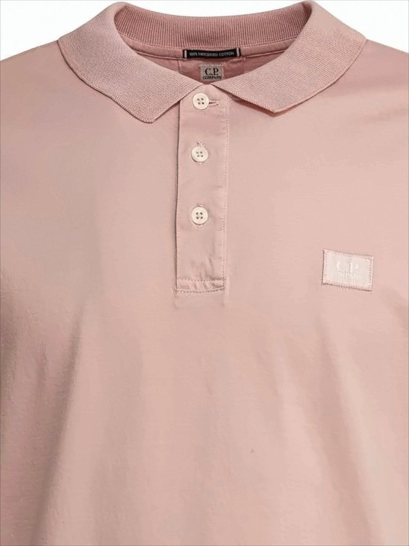 C.P. Company Ribbed-Collar Polo Shirt In Soft Pink