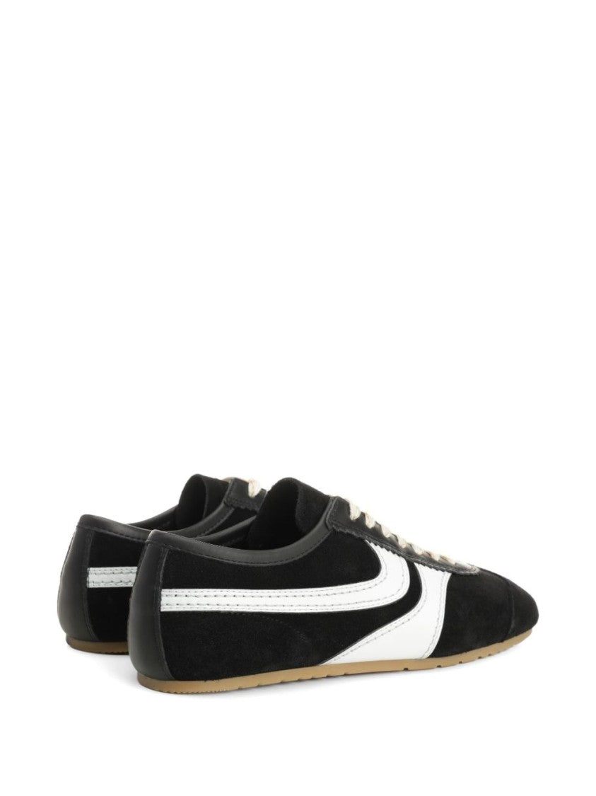 Dries Van Noten Black Suede Sneakers With Contrasting White Details