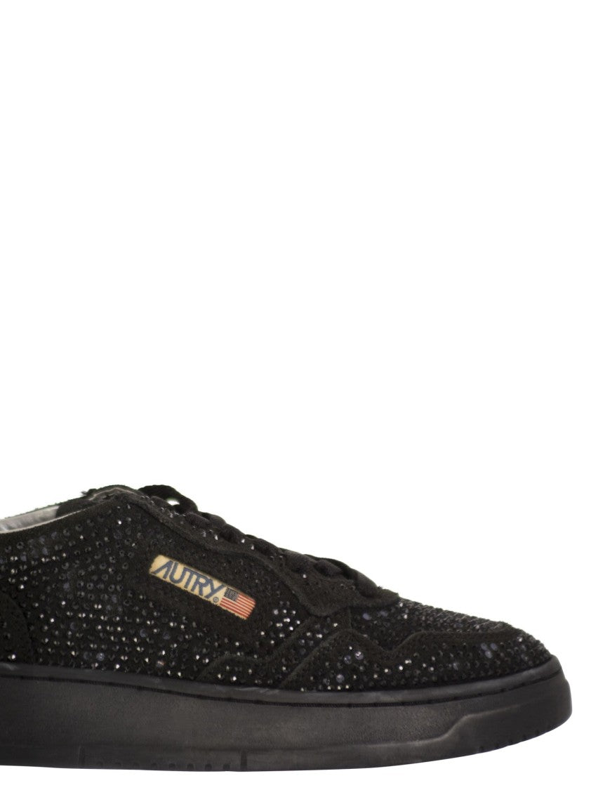 Autry Medalist Low - Suede Trainers With Rhinestones