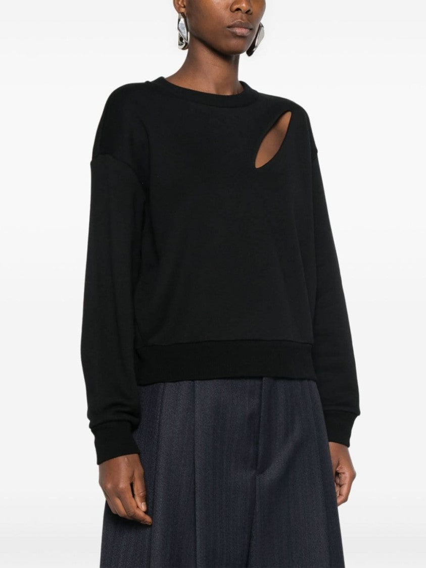 Alexander Mcqueen Crew Neck Black Sweatshirt With Drop Shoulder