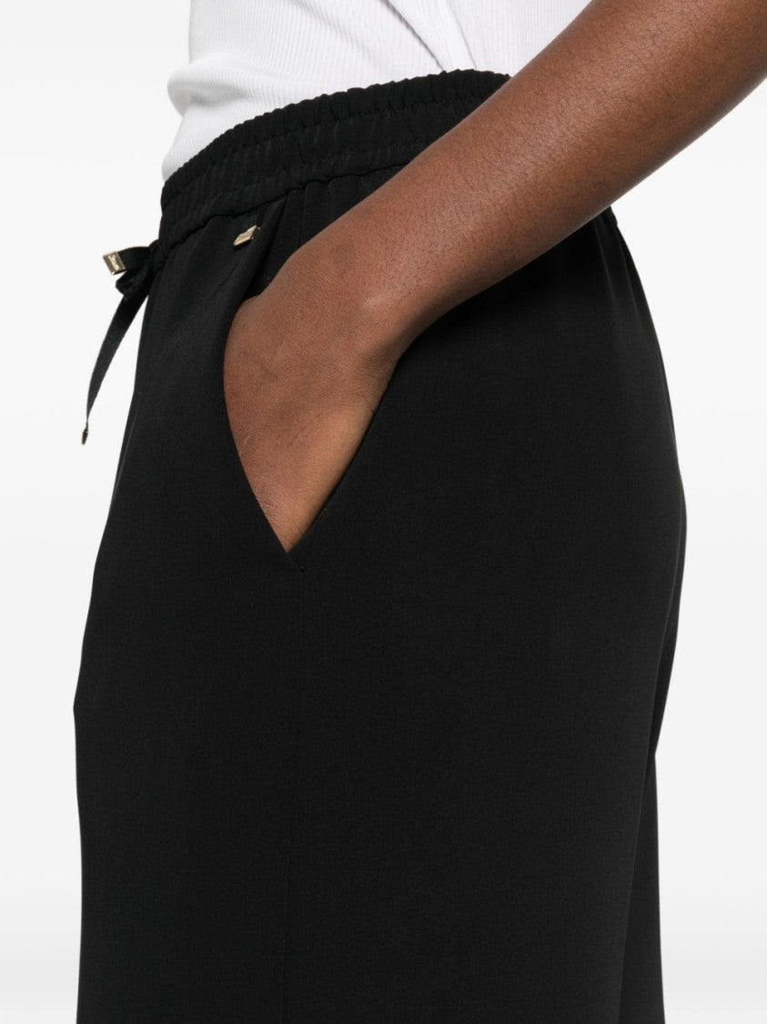 Herno Wide-Leg Black Trousers With Elasticated Waistband