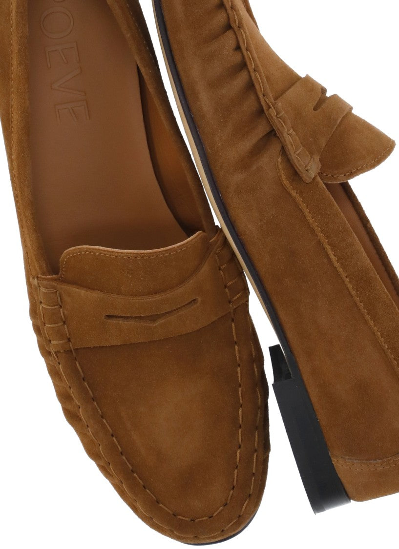 Poeve Brown Mask Suede Loafers
