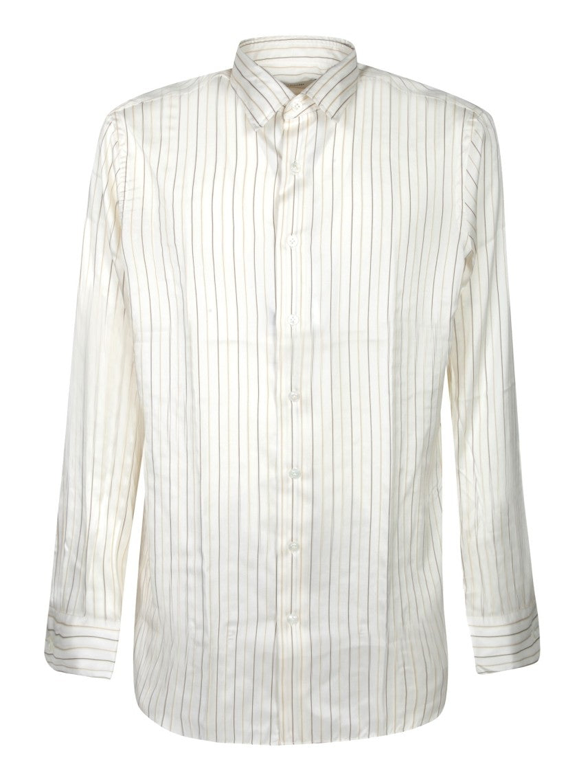 Lardini Vertical Striped Silk And Cotton Shirt