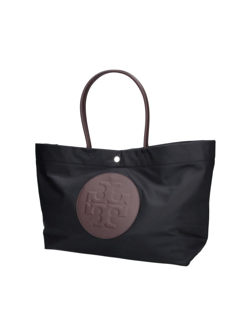 Tory Burch Black Ella Twist Fabric Tote Bag