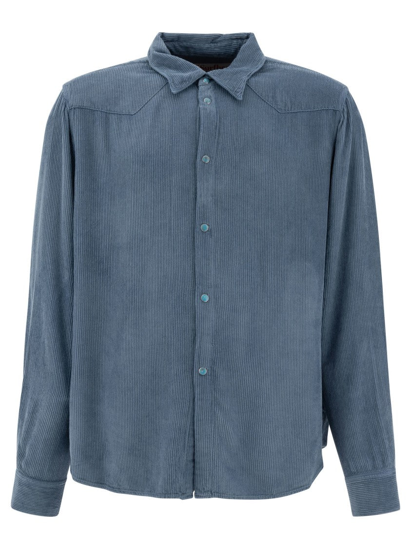Stockholm Surfboard Club Classic Fit Blue Corduroy Shirt