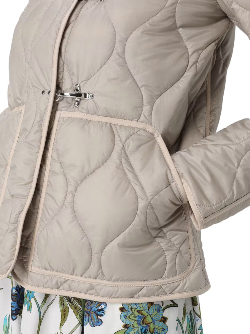 Fay Quilted Neutral Wave Stitched Toggle Jacket